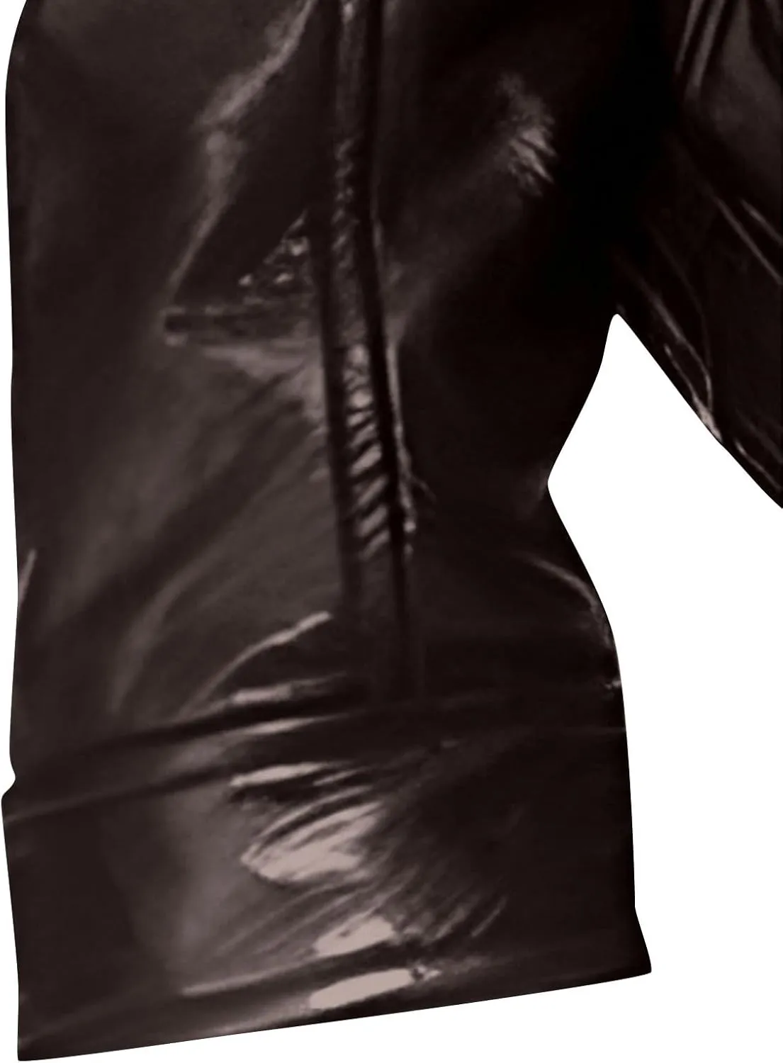 Men's Classic Black Moto Leather Jacket with Zipper Front Solid Color Long Sleeved Casual Leather Motorcycle Jackets