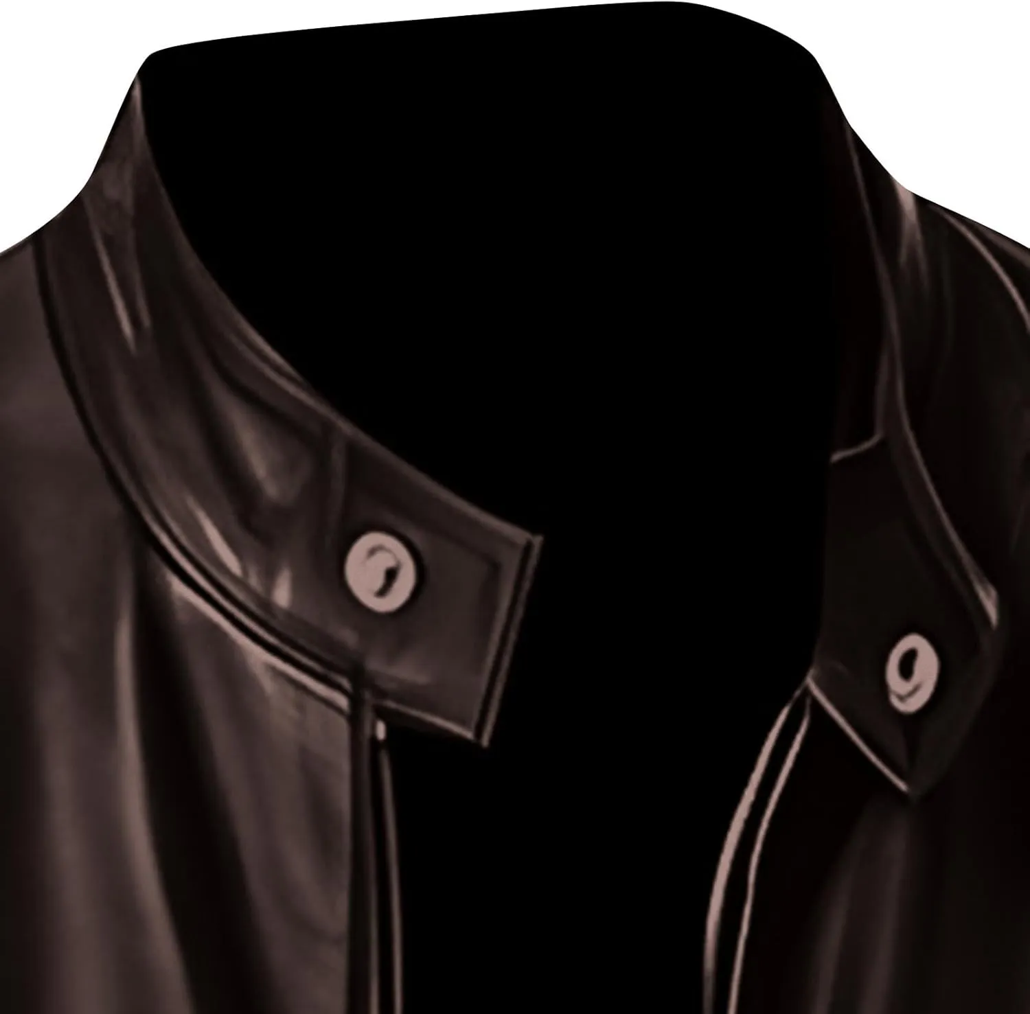 Men's Classic Black Moto Leather Jacket with Zipper Front Solid Color Long Sleeved Casual Leather Motorcycle Jackets