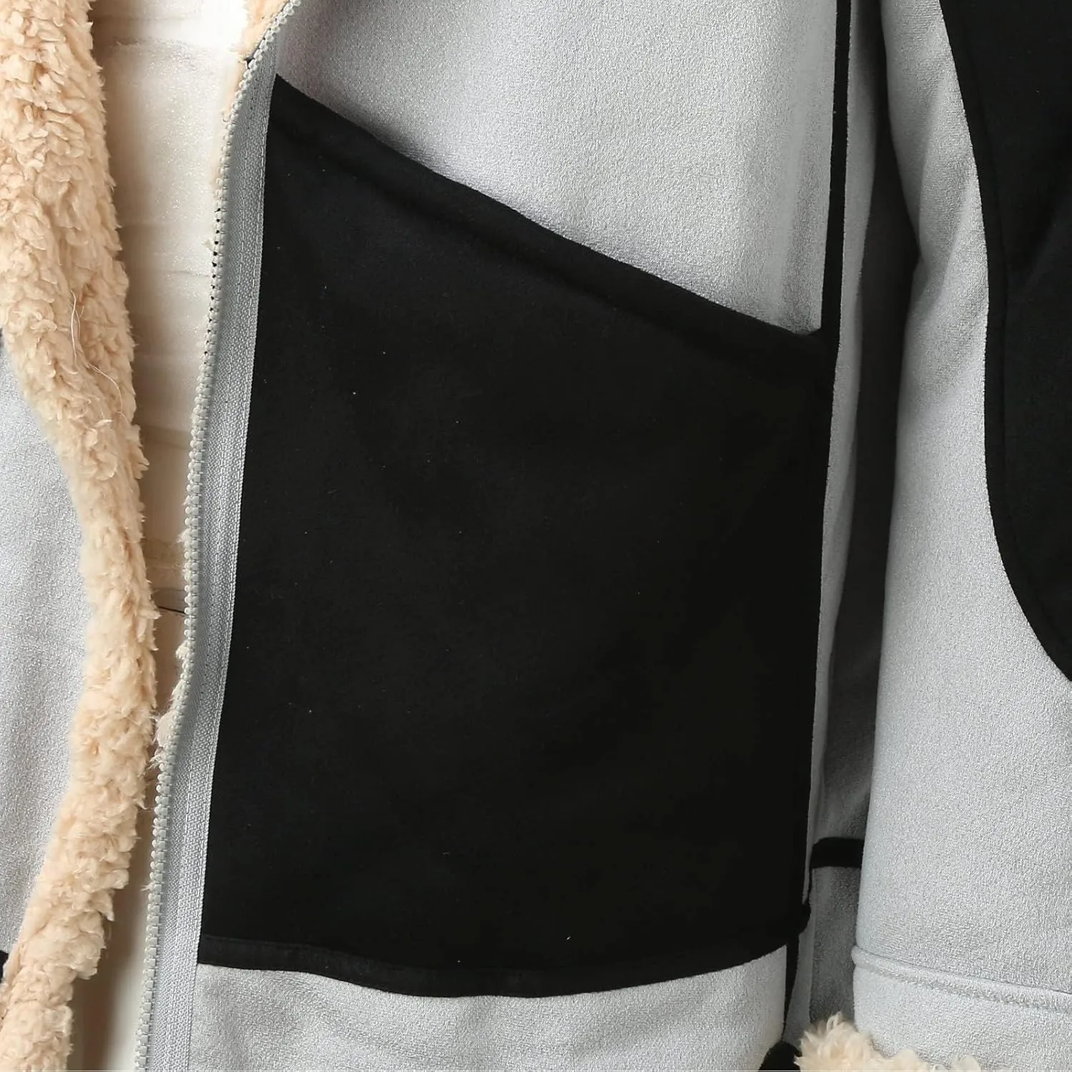 Mens Color Block Sherpa Lined Leather Jacket Suede Sherpa Shearling Faux Fur Leather Coat Winter Coats