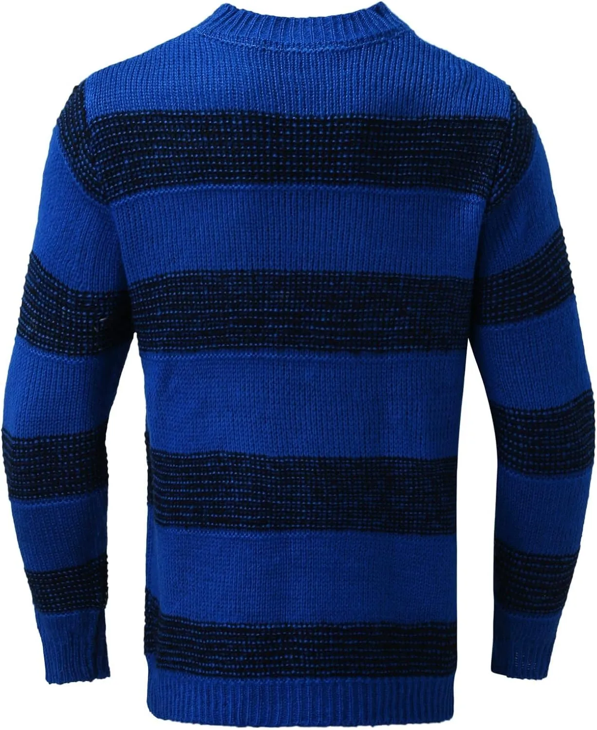 Mens Crewneck Pullover Sweater Waffle Textured Striped Print Long Sleeve Knitted Sweaters Fall Winter Sweaters