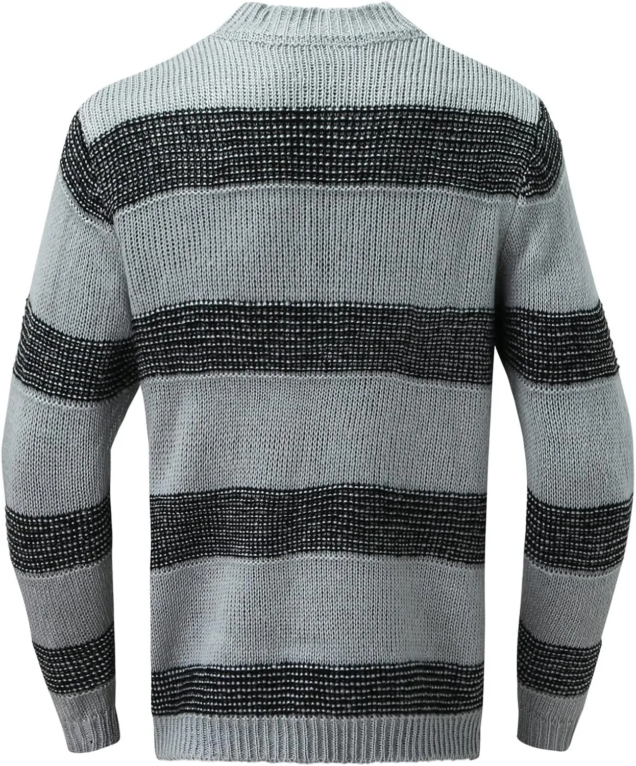 Mens Crewneck Pullover Sweater Waffle Textured Striped Print Long Sleeve Knitted Sweaters Fall Winter Sweaters