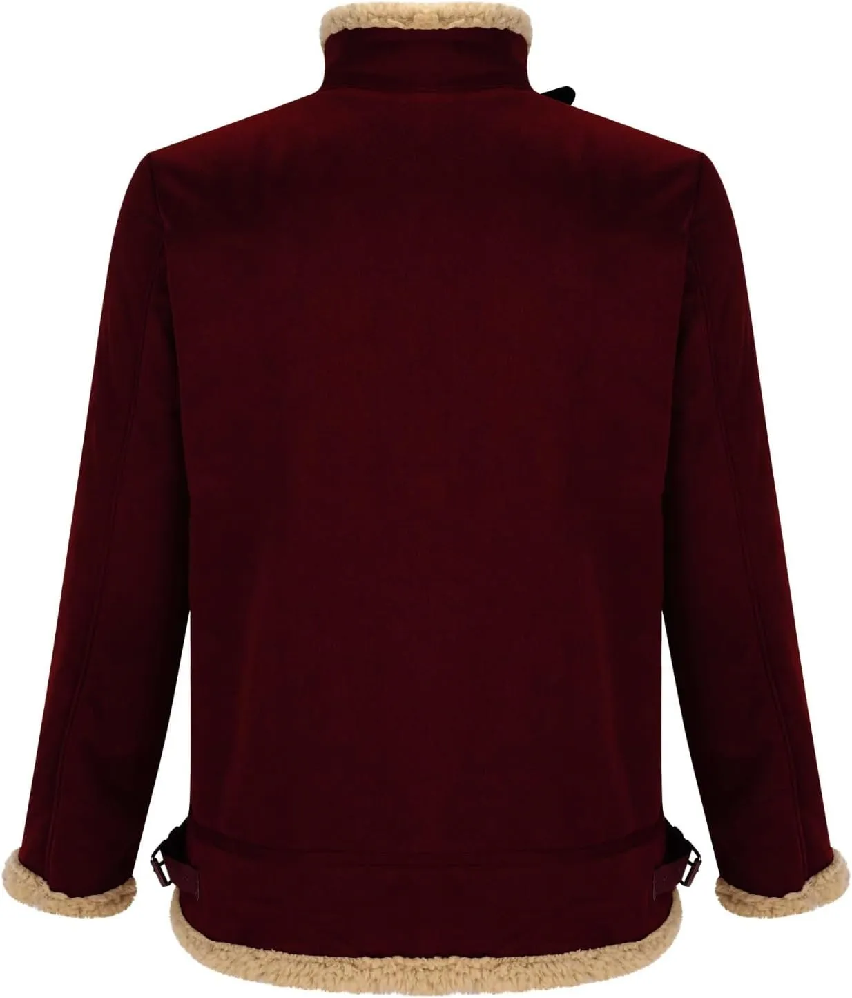 Men's Cropped Winter Sherpa Jacket Casual Suede Leather Windbreaker Trench Coat Thermal Fleece Lined Bomber Jacket