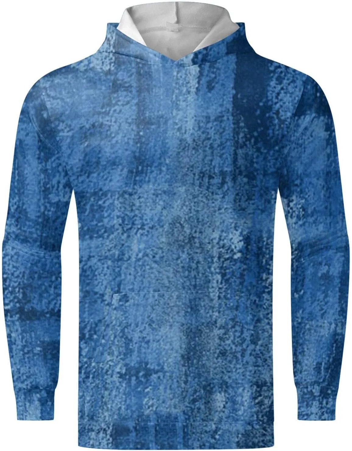 Men's Distressed Print Hoodies Sweatshirt Fashion Hooded Sweatshirts Retro Print Casual Sports Pullover Tops