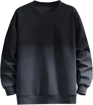 Mens Fashion Gradient Sweatshirts Long Sleeve Crewneck Baggy Cozy Pullover Top Plus Size Warm Soft Comfy Sweatshirt