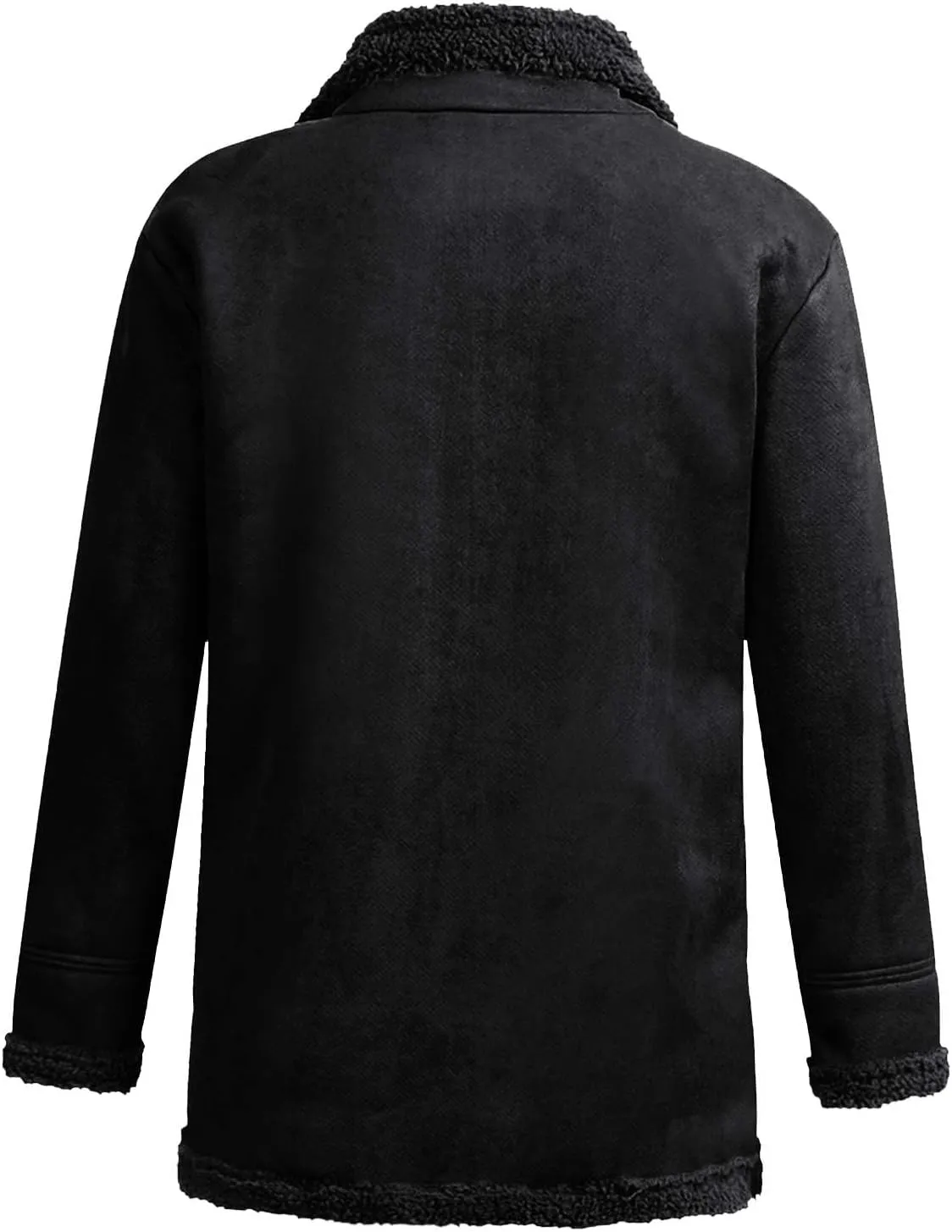 Men's Faux Leather Jacket Cozy Sherpa Fleece Lined Bomber Jackets Winter Coats Heavyweight Suede Faux Fur Trench Coat