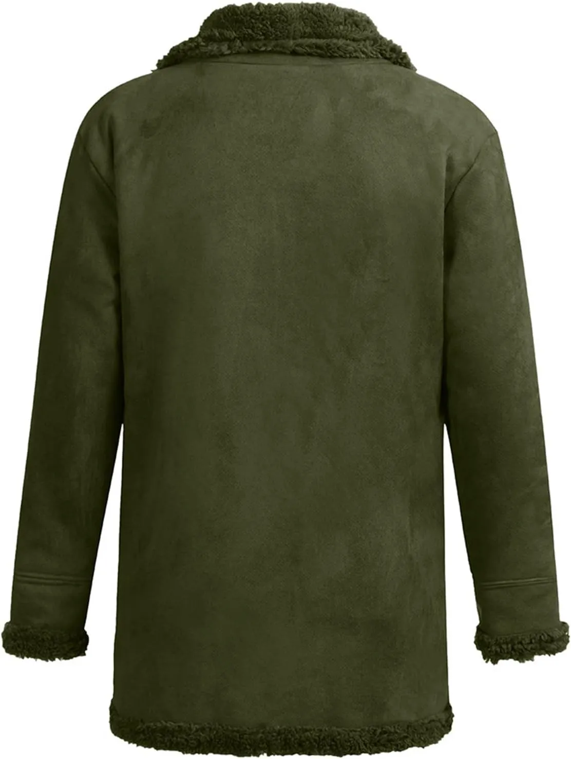 Men's Faux Leather Jacket Cozy Sherpa Fleece Lined Bomber Jackets Winter Coats Heavyweight Suede Faux Fur Trench Coat