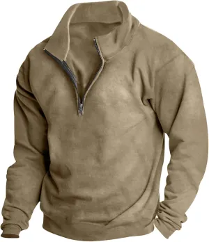 Men's Fleece Crewneck Sweatshirt Zipper Long Sleeved Hoodie Pullover Hooded Sweatshirt Sweat Shirt Mens Sweat Shirt