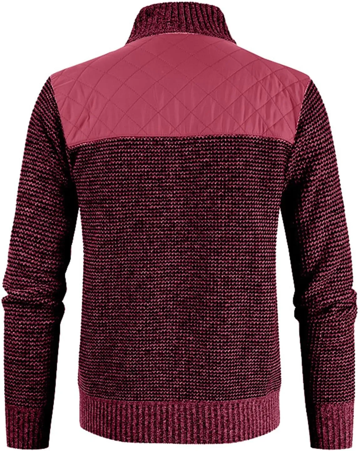 Men's Full Zip Cardigan Sweater Slim Fit Cable Knitted Zip Up Sweater Casual Patchwork Cardigan Sweater with Pockets