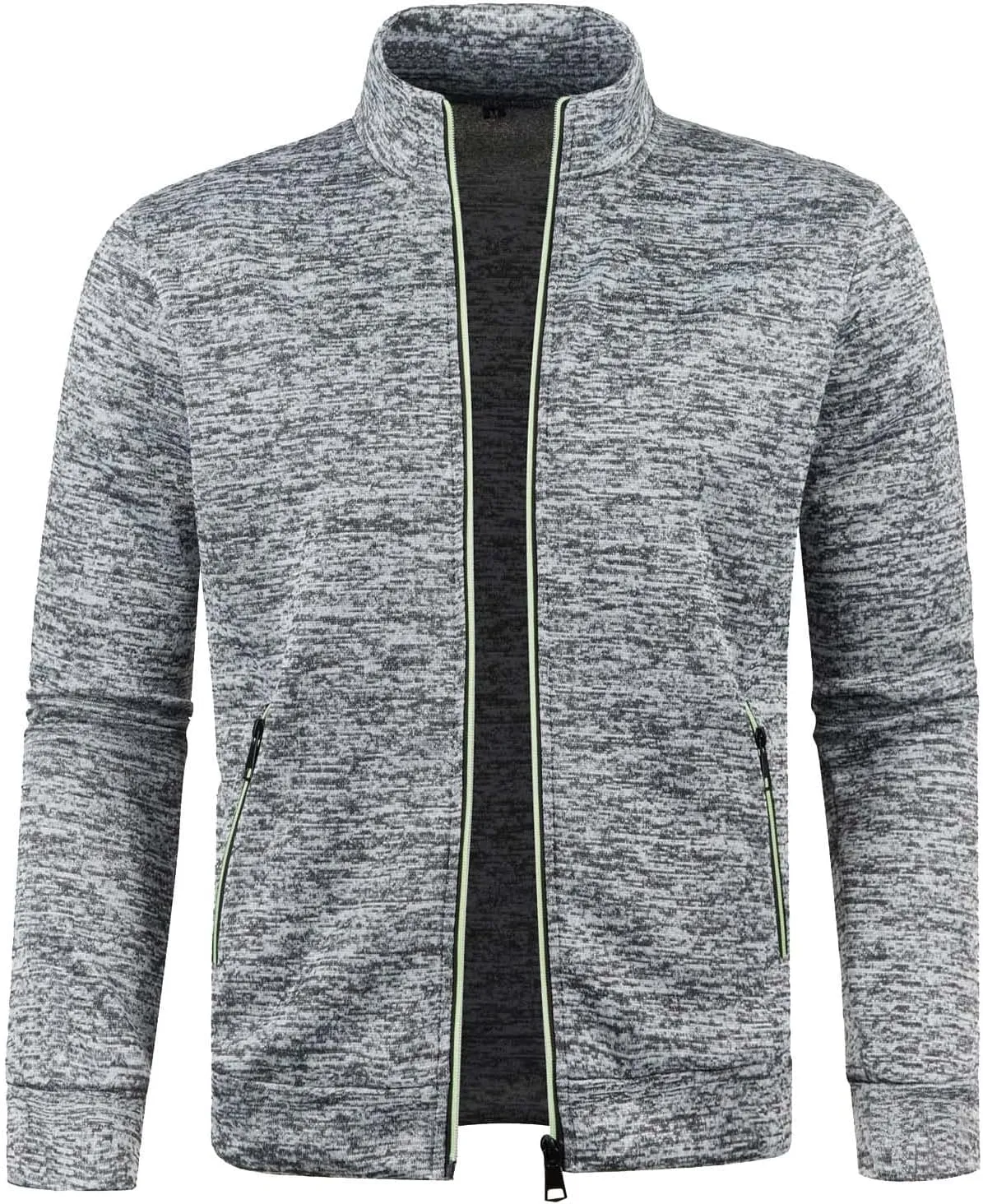 Men's Full Zip Cardigan Sweaters Casual Stand Collar Cardigan Slim Fit Knitted Sweater Thin Fleece Sweater Jackets