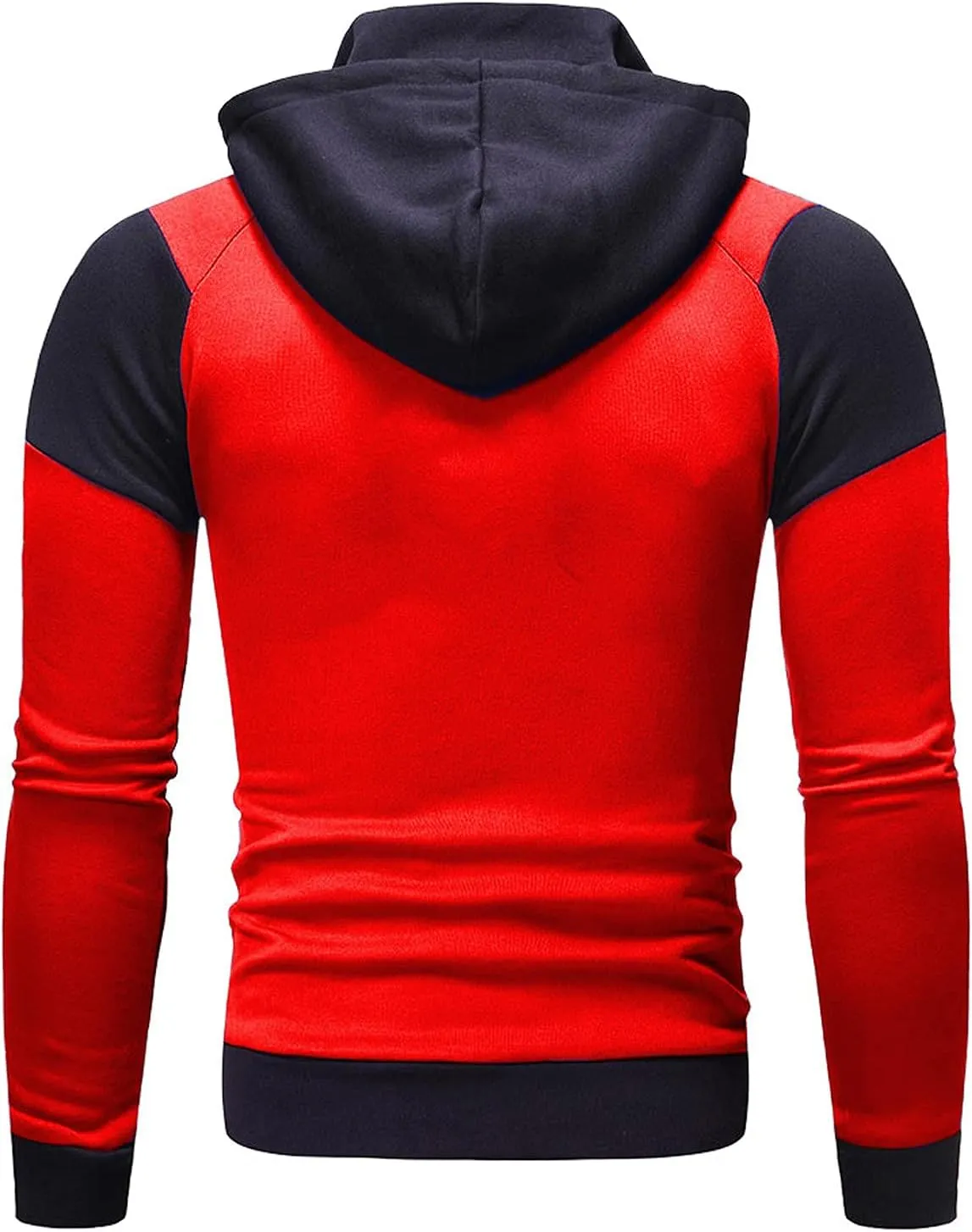Men's Full Zip Hoodies Fake Two-Piece Sports Sweatshirt Long Sleeve Zipper Hooded Jacket Coats