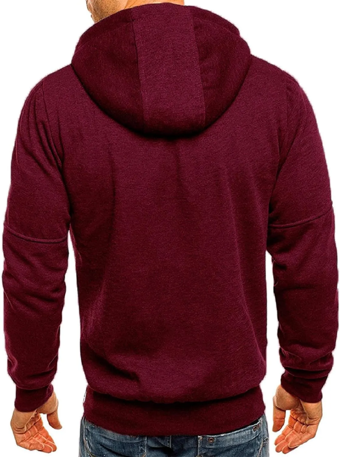 Men's Full Zipper Sports Training Hoodies Casual Long-Sleeved Hooded Sweater with Pockets Jogging Track and Filed Gym