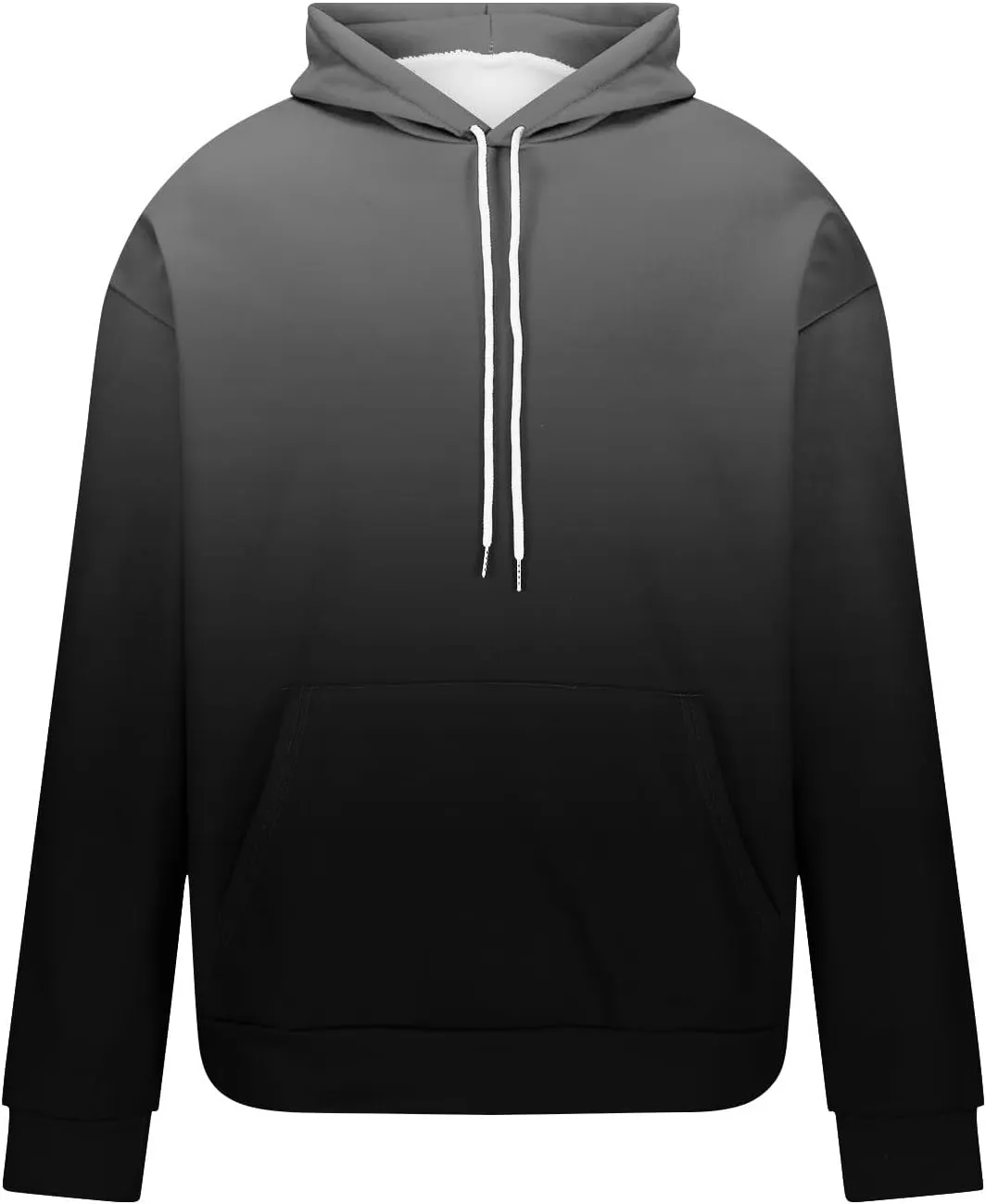 Mens Hooded Sweatshirts Ombre Gradient Running Workout Baggy Hoodies with Pocket Casual Loose Pullover Fall Tops