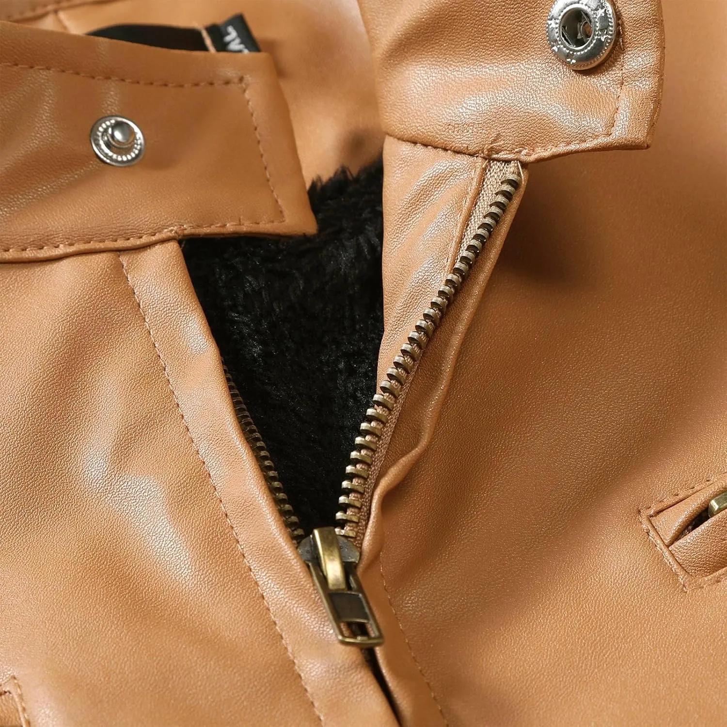 Men'S Leather & Faux Leather Jackets & Coats Fashion Men Autumn Winter Warm Casual Leather Zipper Long Sleeve Jacket Coat