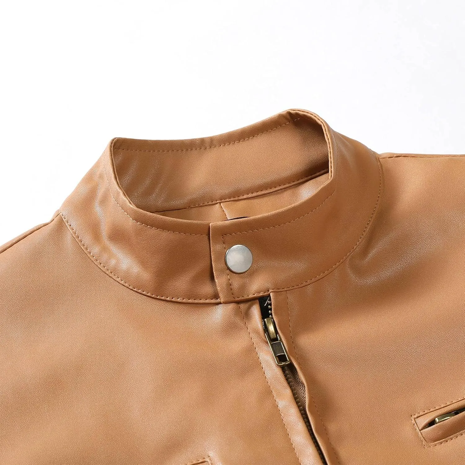 Men'S Leather & Faux Leather Jackets & Coats Fashion Men Autumn Winter Warm Casual Leather Zipper Long Sleeve Jacket Coat