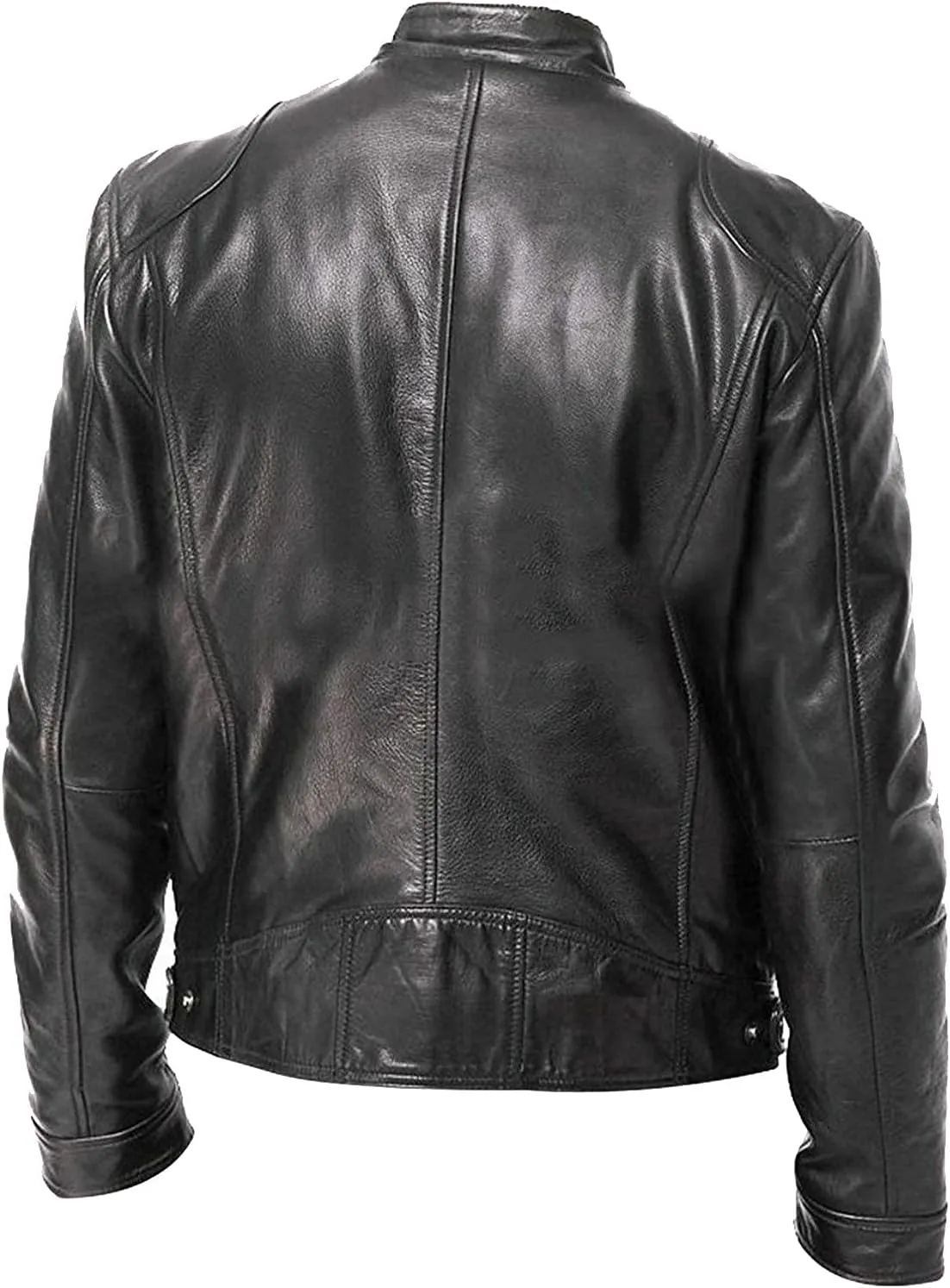 Mens Leather Jacket Stylish Zip Up Stand Collar Fall Jacket Faux Leather Motocycle Coats Big And Tall Casual Outwear