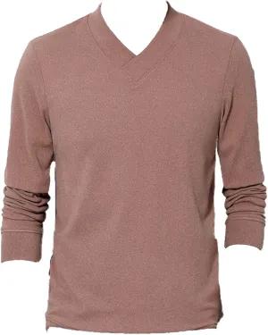 Men's Lightweight Merino Wool V-Neck Sweater Slim Fit Long Sleeve Pullover Classic Cashmere Trim Fine Knit (Camel,4X-Large)