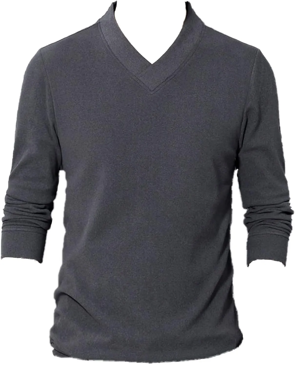 Men's Lightweight Merino Wool V-Neck Sweater Slim Fit Long Sleeve Pullover Classic Cashmere Trim Fine Knit (Grey,Medium)
