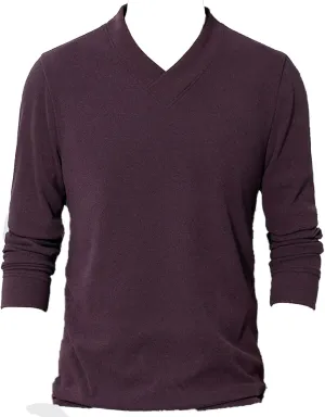 Men's Lightweight Merino Wool V-Neck Sweater Slim Fit Long Sleeve Pullover Classic Cashmere Trim Fine Knit (Purple,4X-Large)