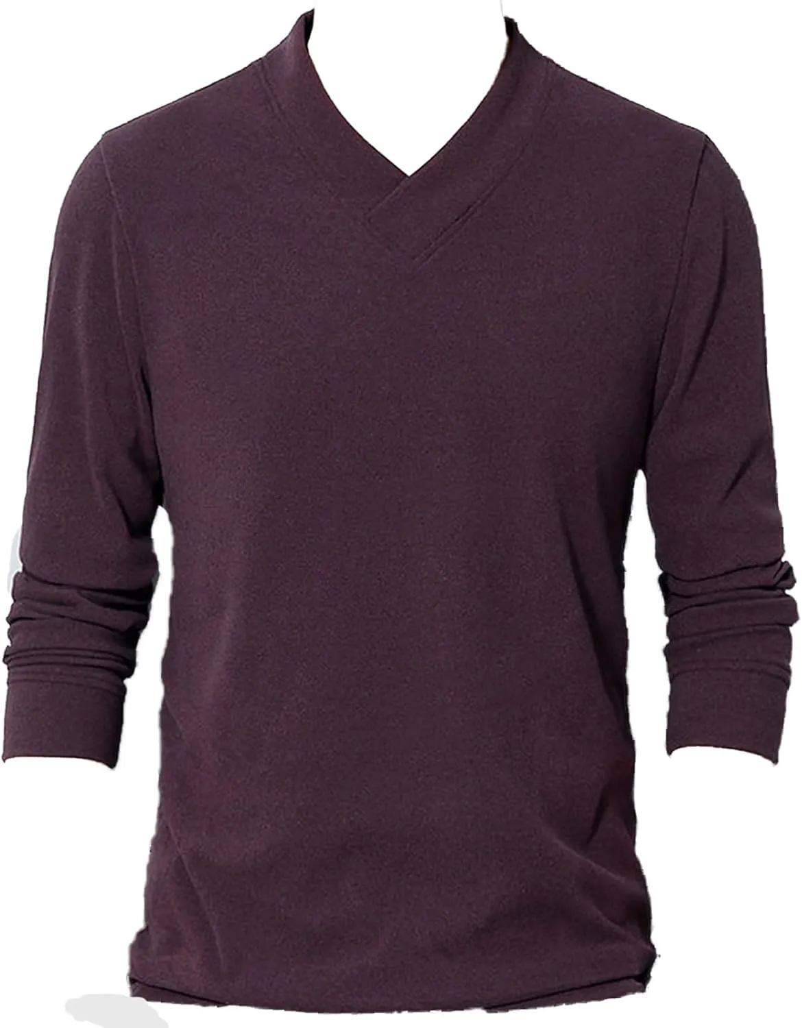 Men's Lightweight Merino Wool V-Neck Sweater Slim Fit Long Sleeve Pullover Classic Cashmere Trim Fine Knit (Purple,4X-Large)