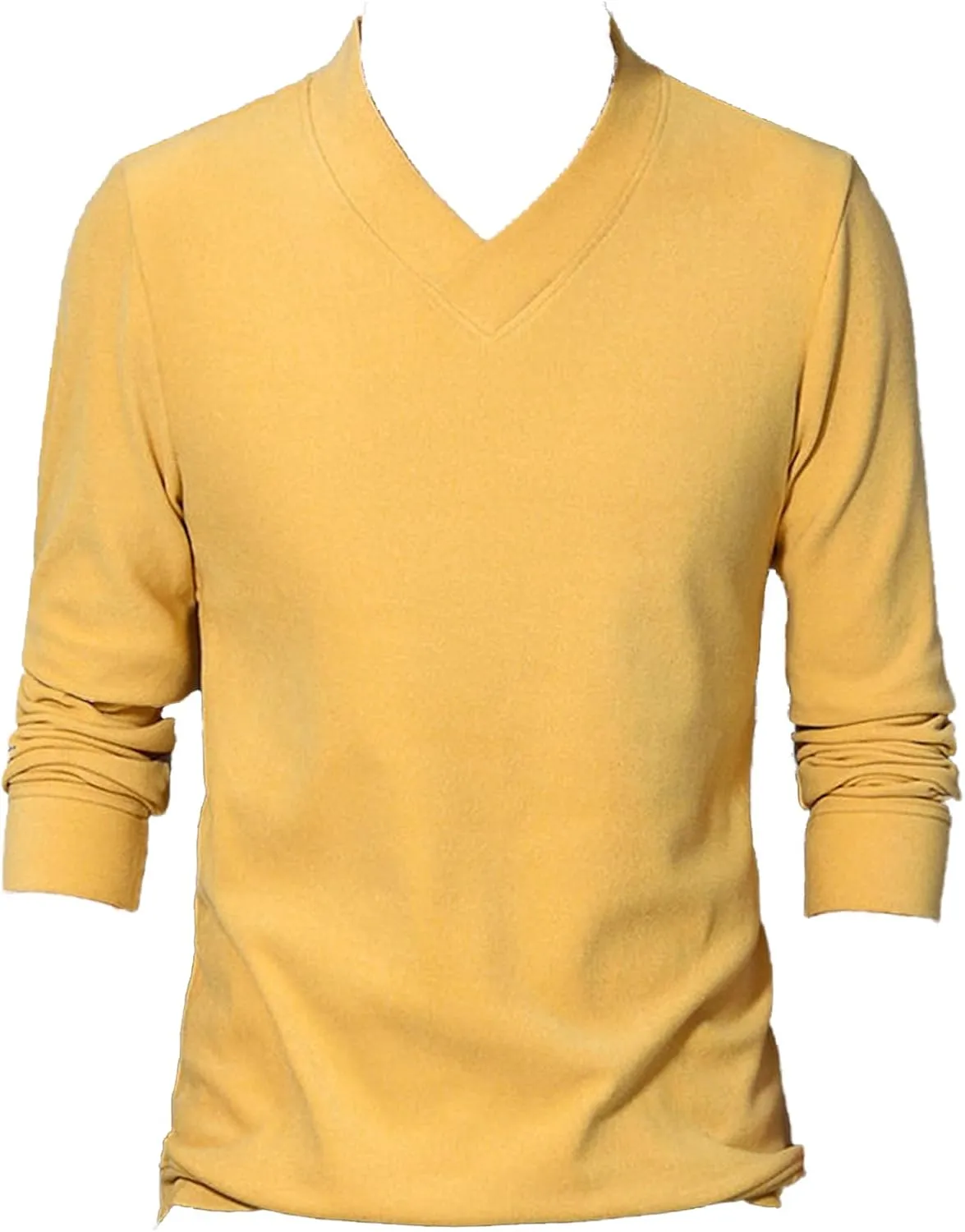 Men's Lightweight Merino Wool V-Neck Sweater Slim Fit Long Sleeve Pullover Classic Cashmere Trim Fine Knit (Yellow,4X-Large)