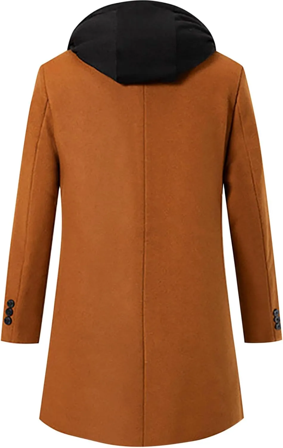 Men's Long Trench Coat Winter Peacoat Slim Fit Wool Trench Jacket Single Breasted Trench Coat with Hood