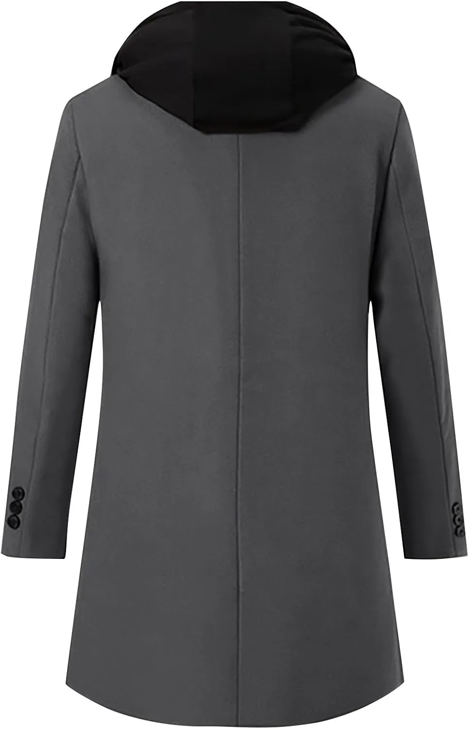 Men's Long Trench Coat Winter Peacoat Slim Fit Wool Trench Jacket Single Breasted Trench Coat with Hood
