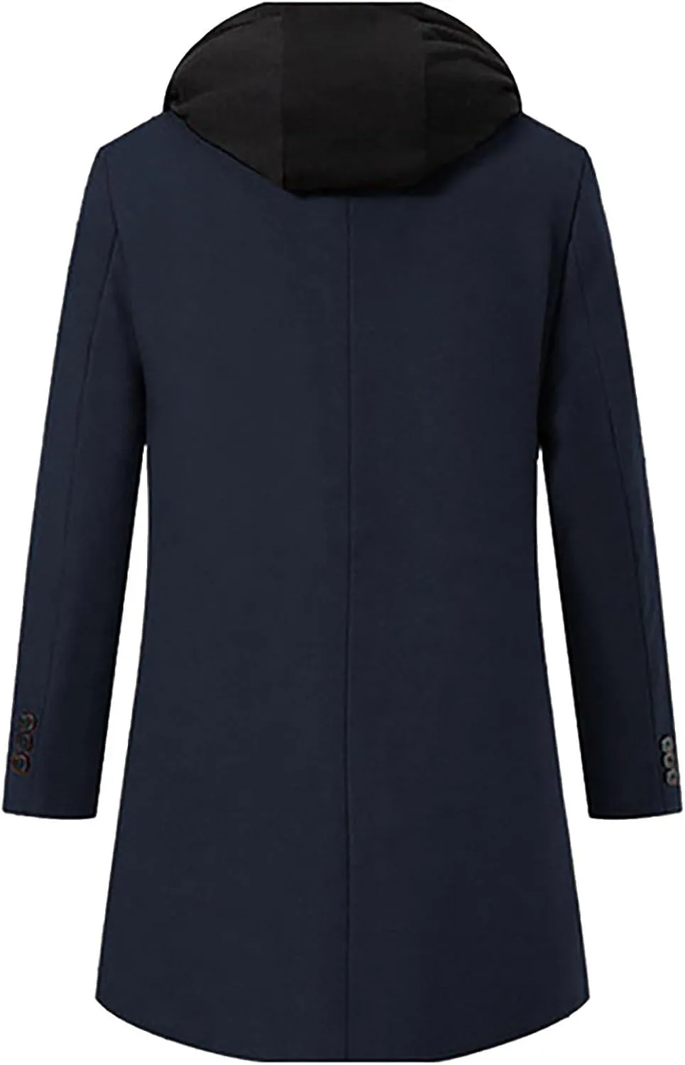 Men's Long Trench Coat Winter Peacoat Slim Fit Wool Trench Jacket Single Breasted Trench Coat with Hood
