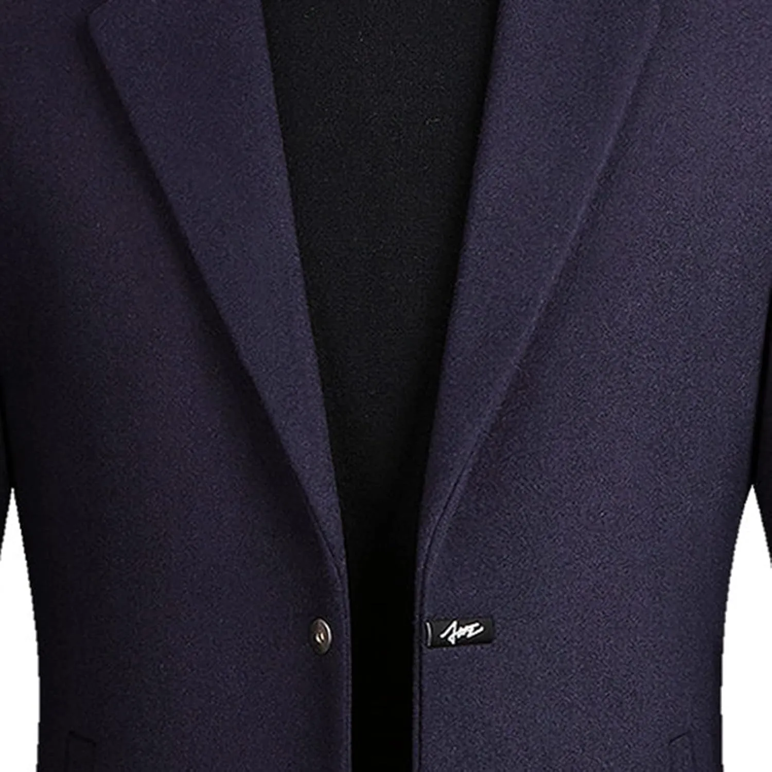 Mens Mid Length Trench Coat Big and Tall Wool Trench Coat Zip Up Pea Coat Slim Fit Lapel Jacket with Pockets