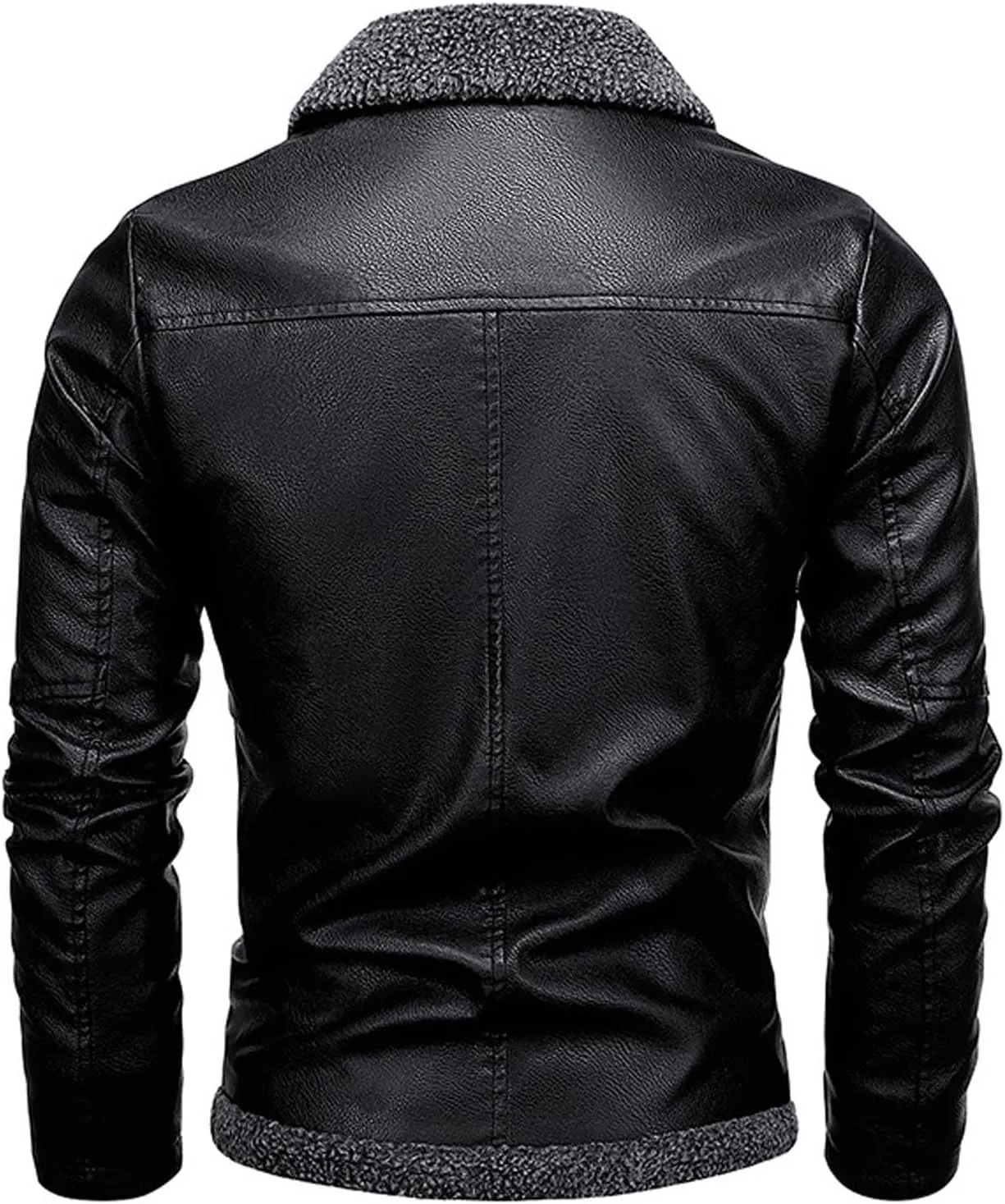 Men's Motorcycle Bomber Jacket Sherpa Fleece Lined Winter Jackets Lapel Collar Western Coat Moto Trucker Outerwear