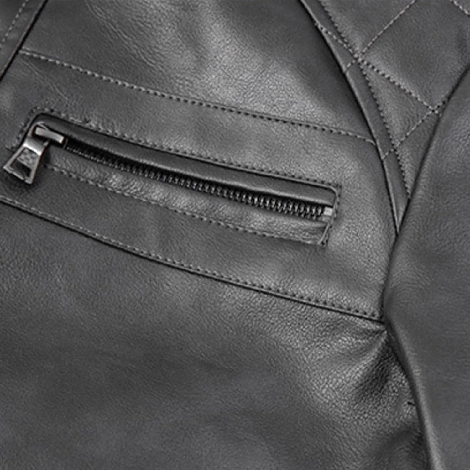 Mens Motorcycle PU Leather Jackets Stand Collar Biker Windbreaker Zip-up Slim Fit Outwear Trendy Motor Biker Jacket