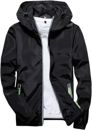 Men's Plus Size Jacket Rain Windbreaker Lightweight Shell Raincoat With Hood For Golf Hiking Travel, M-7XL