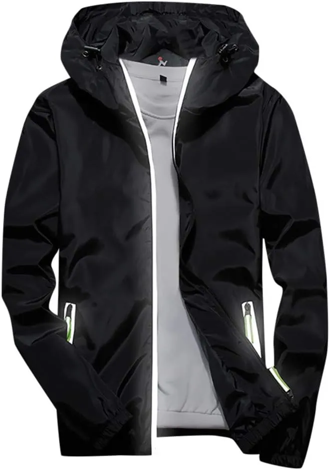 Men's Plus Size Jacket Rain Windbreaker Lightweight Shell Raincoat With Hood For Golf Hiking Travel, M-7XL