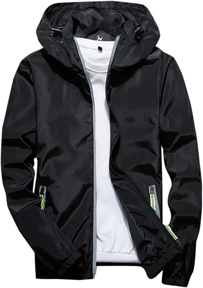Men's Plus Size Jacket Rain Windbreaker Lightweight Shell Raincoat With Hood For Golf Hiking Travel, M-7XL