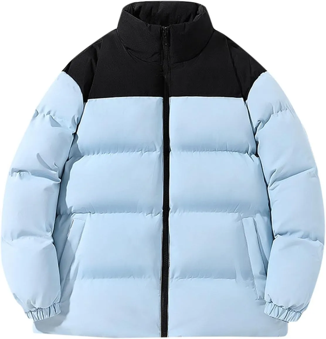 Men's Puffer Jackets Lightweight Warm Windproof Coat Winter Water-Repellent Windbreaker Stand Collar Quilted Jacket