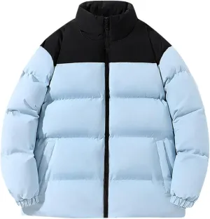 Men's Puffer Jackets Lightweight Warm Windproof Coat Winter Water-Repellent Windbreaker Stand Collar Quilted Jacket