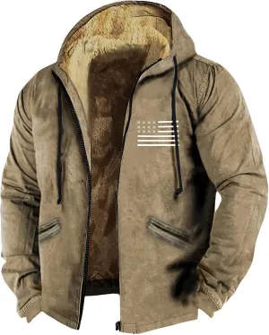 Men's Relaxed Fit Midweight Sherpa-Lined Full-Zip Sweatshirt Fleece Sherpa Lined Winter Wool Heavyweight Sweashirts