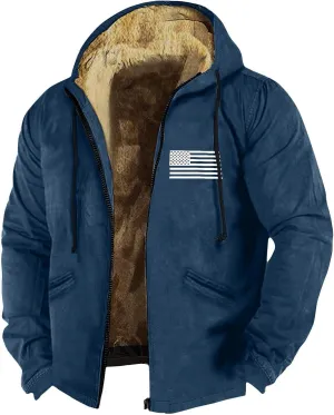 Men's Relaxed Fit Midweight Sherpa-Lined Full-Zip Sweatshirt Fleece Sherpa Lined Winter Wool Heavyweight Sweashirts