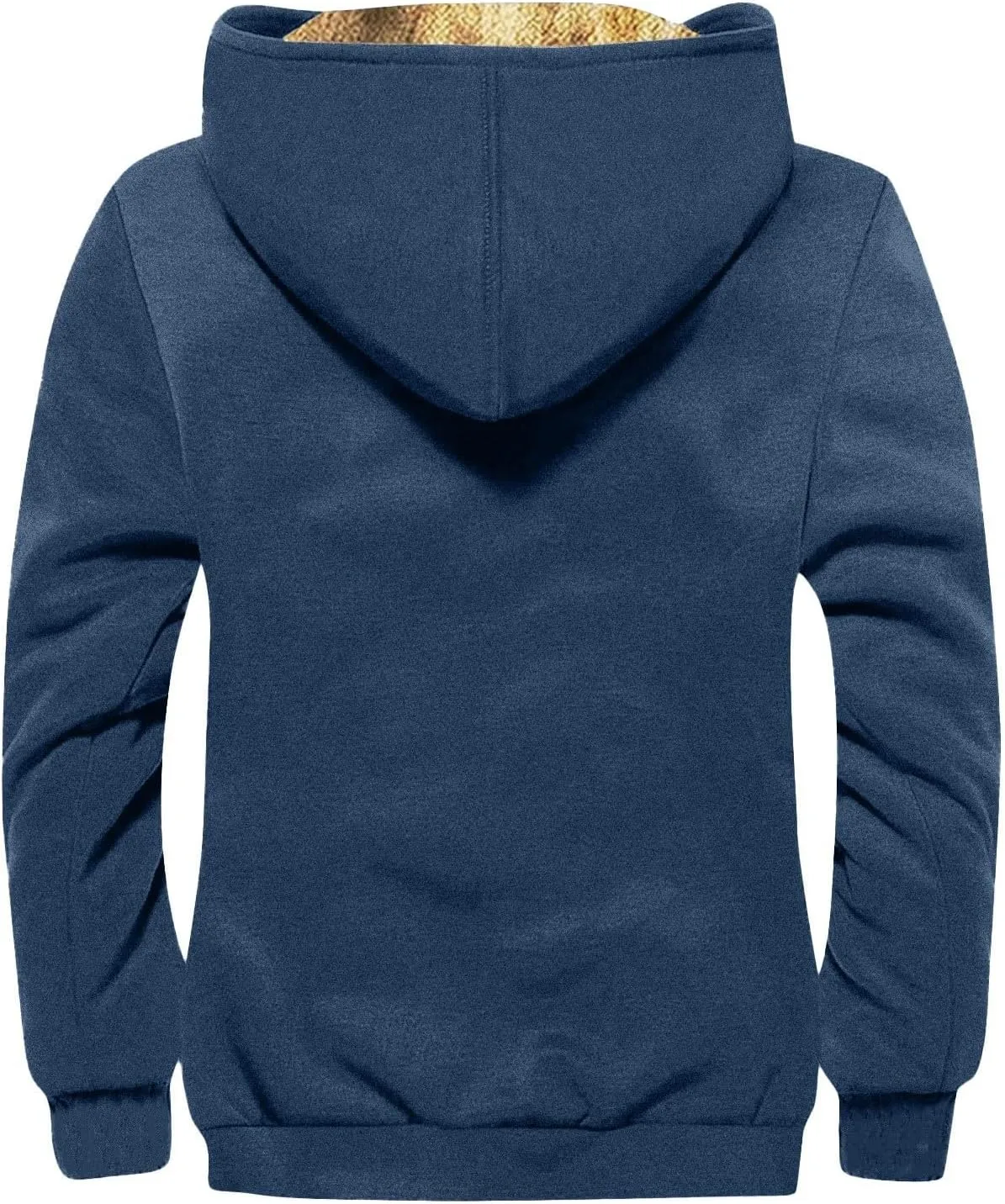 Men's Relaxed Fit Midweight Sherpa-Lined Full-Zip Sweatshirt Fleece Sherpa Lined Winter Wool Heavyweight Sweashirts