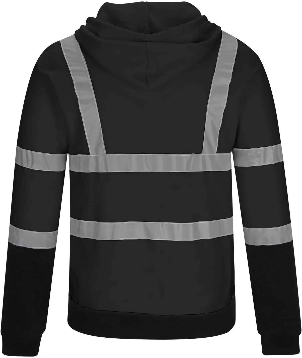 Mens Safety Fleece Hoodie Jacket High Visibility Full Zip Sweatshirt Reflective Work Utility Hooded Tops with Pocket