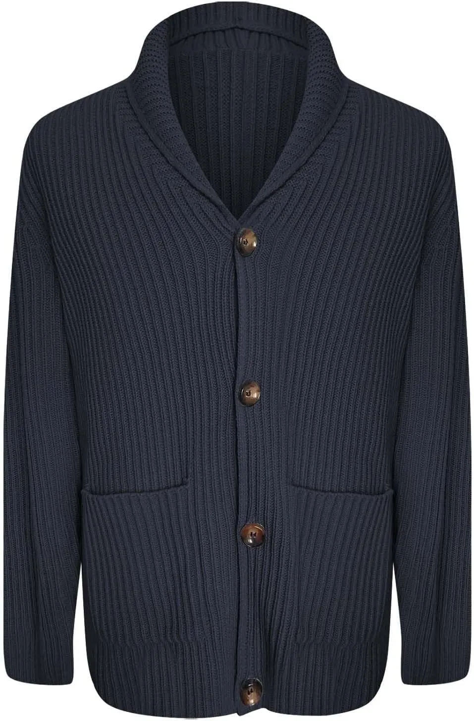 Mens Shawl Collar Cardigan Sweater Cable Knit Button Down Fall Winter Chunky Sweaters Open Front Rainbow Jumpers