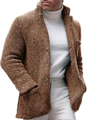 Mens Shawl Collar Cardigan Sweater Cable Knit Button Down Fall Winter Chunky Sweaters Open Front Rainbow Jumpers