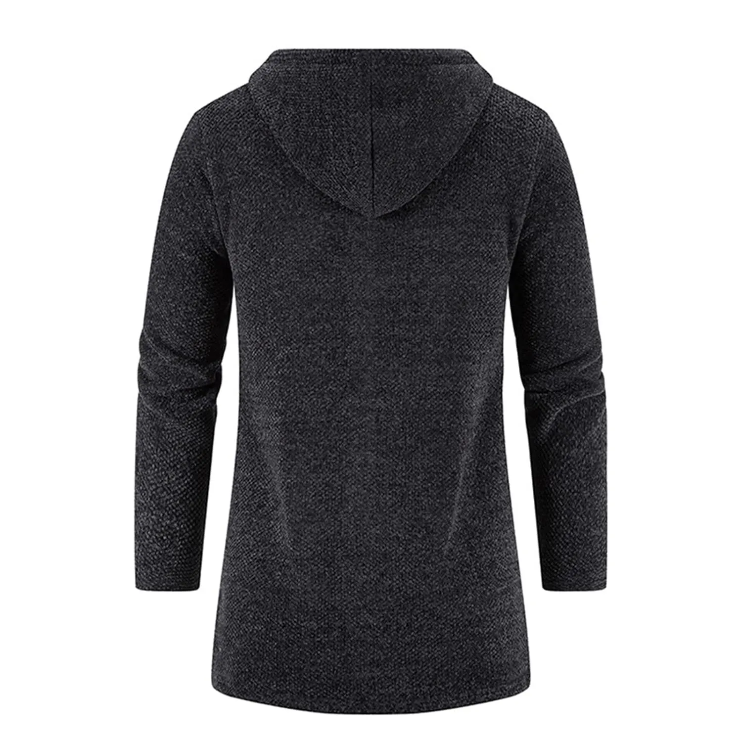Mens Solid Knit Hooded Cardigan Full Zip Long Open Front Sweater Slim Fit Casual Lightweight Longline Cardigans (Dark Grey,4X-Large)