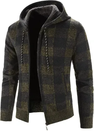 Mens Stand Collar Full Zip Cardigan Sweater Lightweight Slim Warm Open Front Vintage Geometric Sweaters