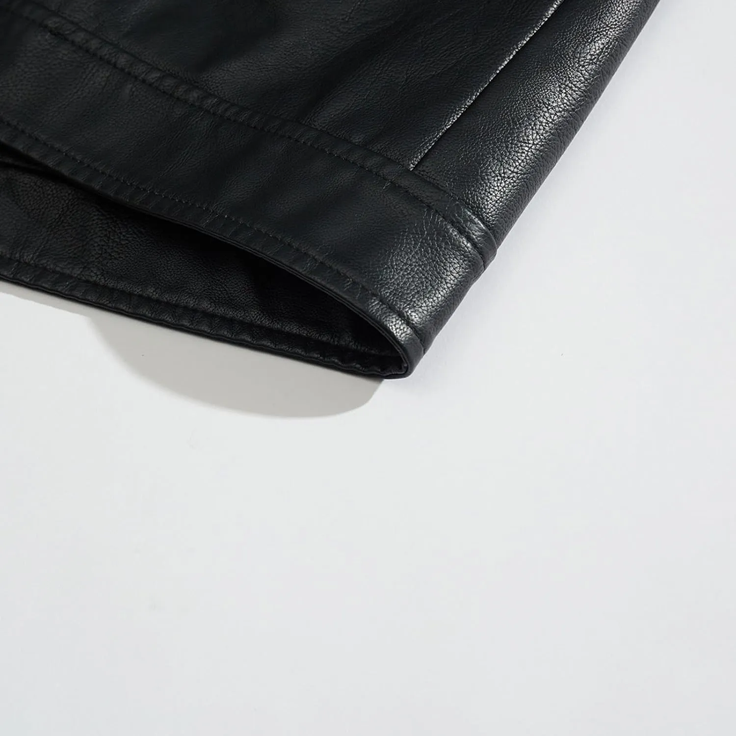 Mens Stand Collar Leather Jacket Motorcycle Lightweight Biker Racing Color Block Faux Leather Bomber Casual Outwear