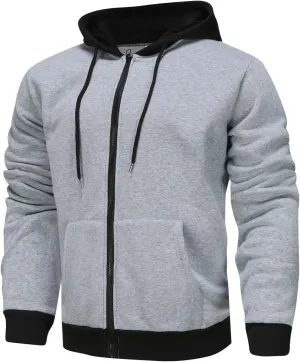 Mens Sweatshirts Hoodies Fashion Full Zip Hooded Stylish Zip Up Jacket Big And Tall Long Sleeve Coat With Pockets