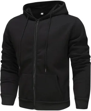 Mens Sweatshirts Hoodies Fashion Full Zip Hooded Stylish Zip Up Jacket Big And Tall Long Sleeve Coat With Pockets
