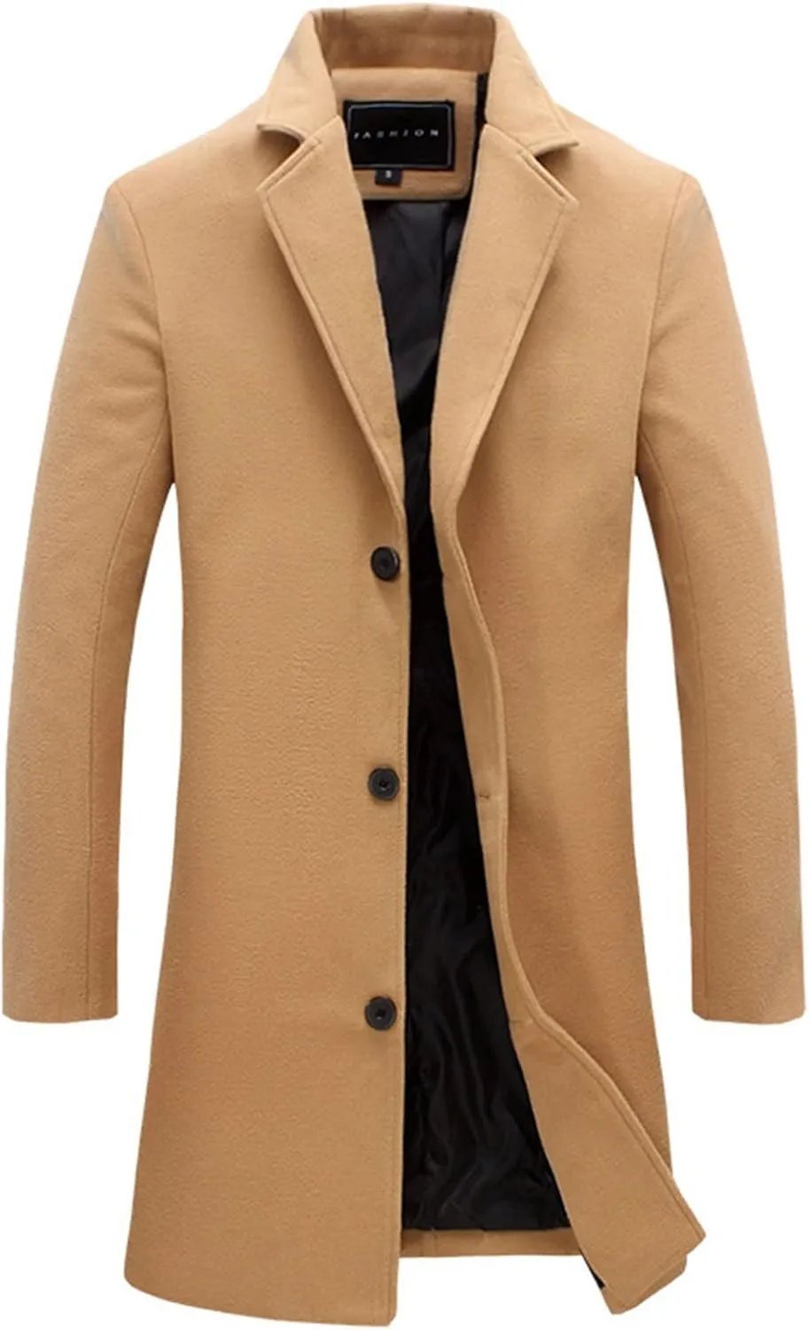 Mens Trench Coat Notched Collar Single Breasted Peacoat Winter Overcoat With Pockets Windbreaker Warm Jackets