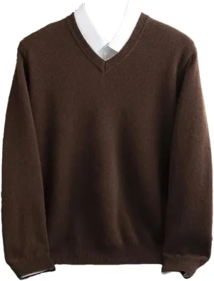 Men's V-Neck Jumper Warm First-Line Sweater Business Basic Knit Top
