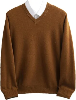 Men's V-Neck Jumper Warm First-Line Sweater Business Basic Knit Top