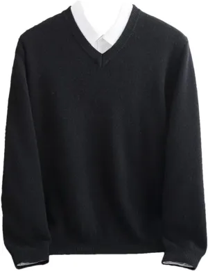 Men's V-Neck Jumper Warm First-Line Sweater Business Basic Knit Top